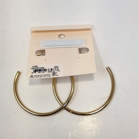 New Directions Gold Tone Large Hoop Post Earrings Casual Statement Jewelry New - Picture 3 of 4